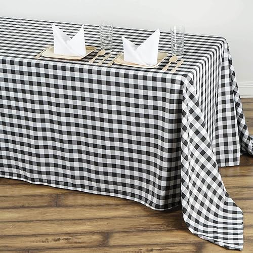 Miniatura 8 de Efavormart Perfect Picnic Inspired - Manteles de poliéster de 90 x 132 pulgadas a cuadros negros y blancos para decoración de fiestas y eventos