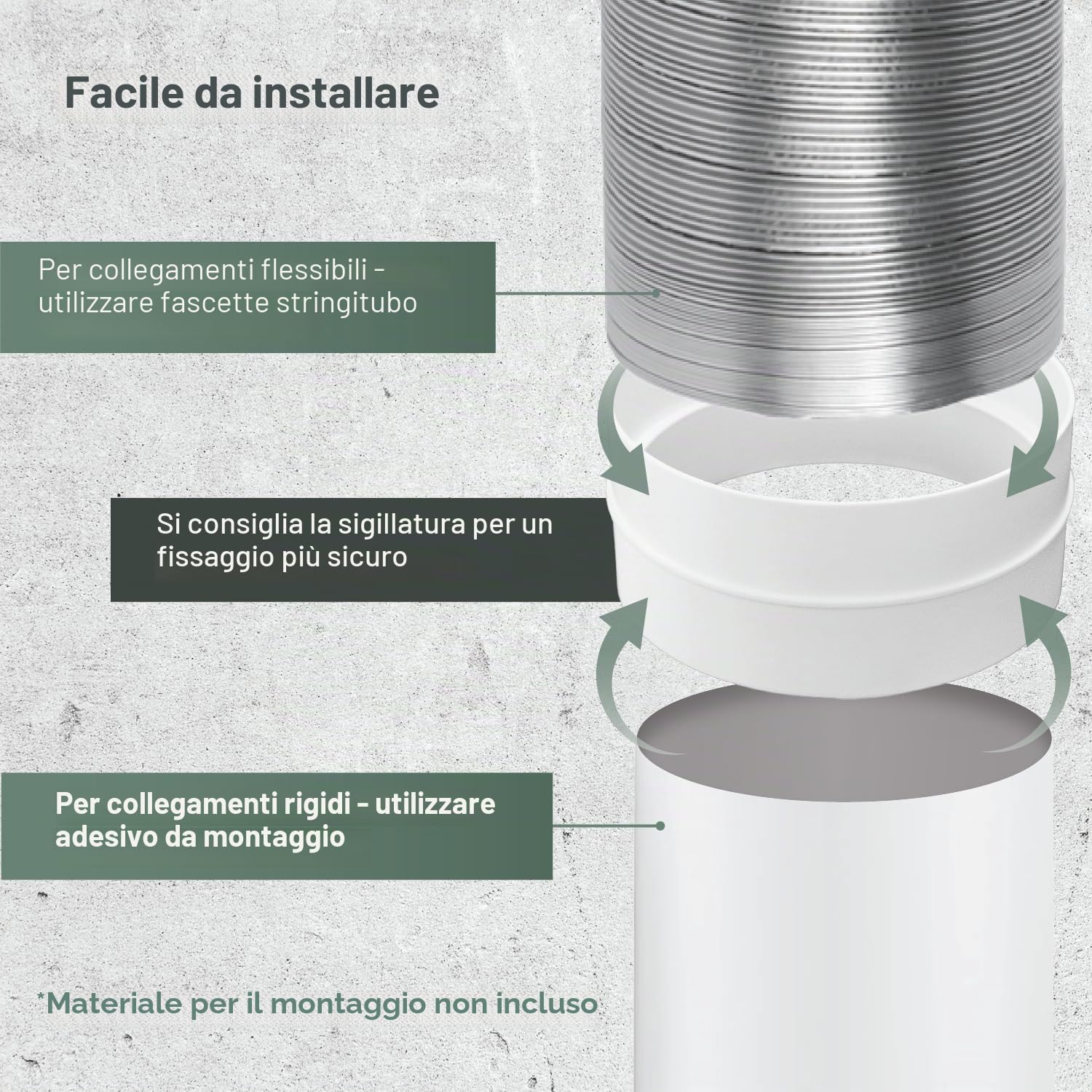 Vent Systems Diametro 100 mm, connettore rotondo per tubi dritti o flessibili. Attacco tubo di ventilazione. Applicazioni di riscaldamento, raffreddamento e ventilazione.