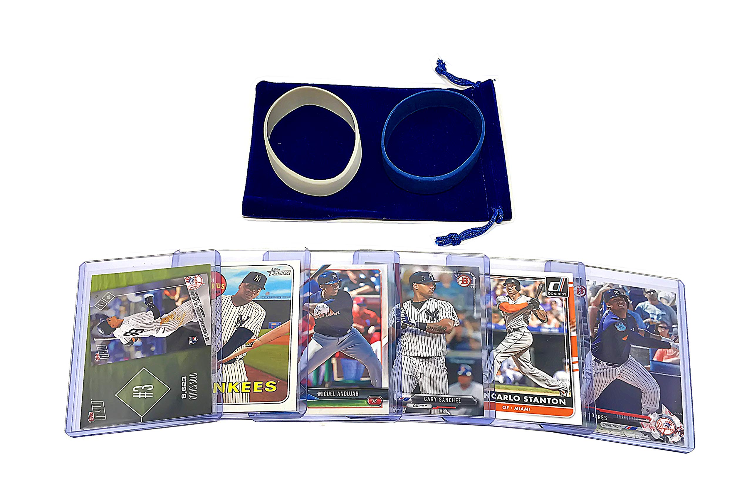 New York Yankees Baseball Cards: Aaron Judge, D.j. Lemahieu, Gleyber Torres, Anthony Rizzo, Derek Jeter, Josh Donaldson, Aaron Hicks ASSORTED Trading Card and Wristbands Bundle