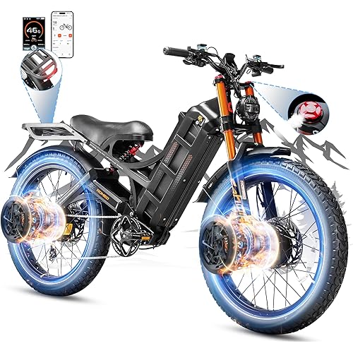eAhora Romeo Pro 2/3 34-50Mph Electric Bike for Adults, 1600/2500/4000/5600W Dual Motor Ebike 48-60V 60-80Ah Battery 100-235 Mile Long Range, 26*4.0" /20*4.5" Fat Tire, Full Suspension, All Terrain
