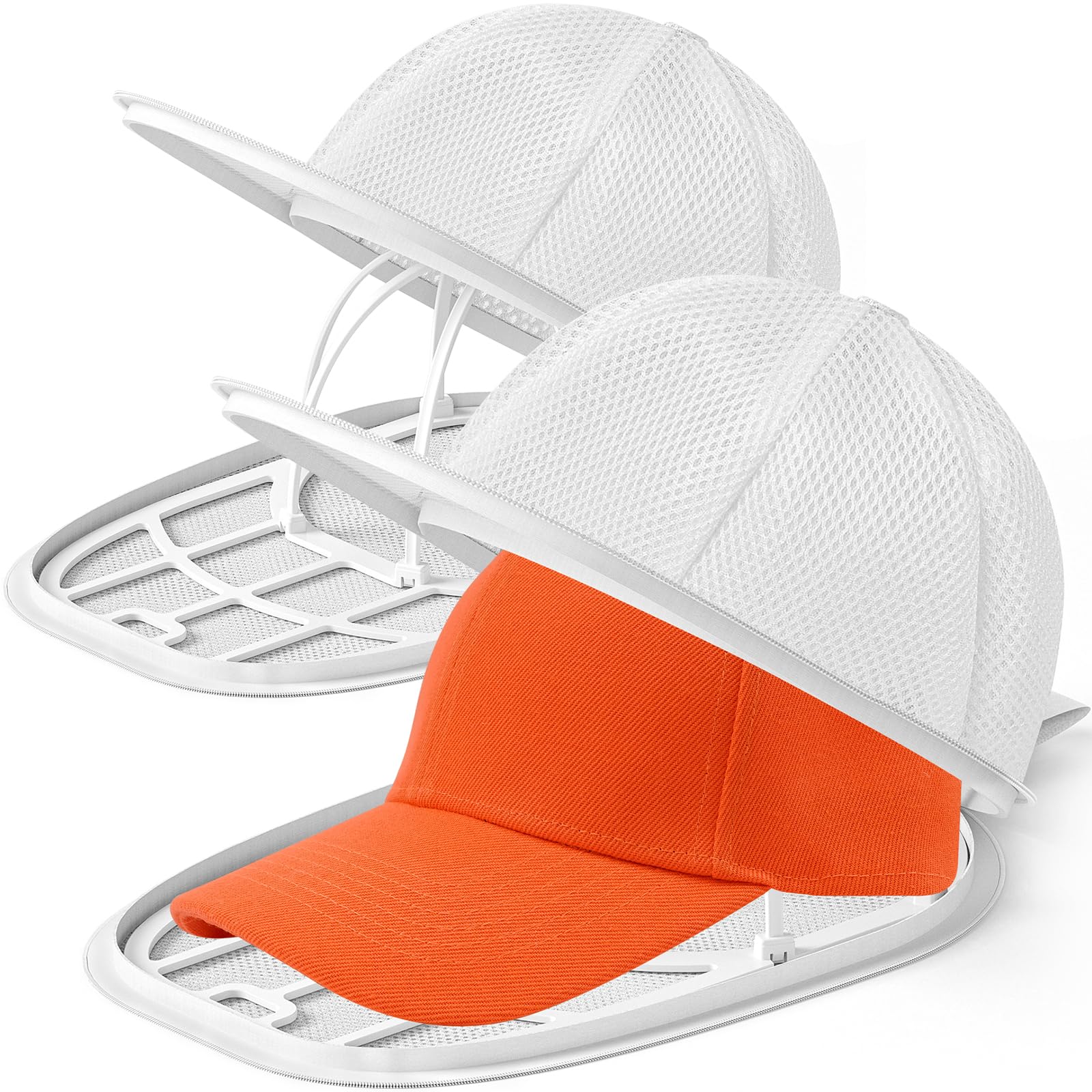 Cappellino per lavatrice a forma di cappello, per cappelli da baseball (bianco, 2 pezzi)