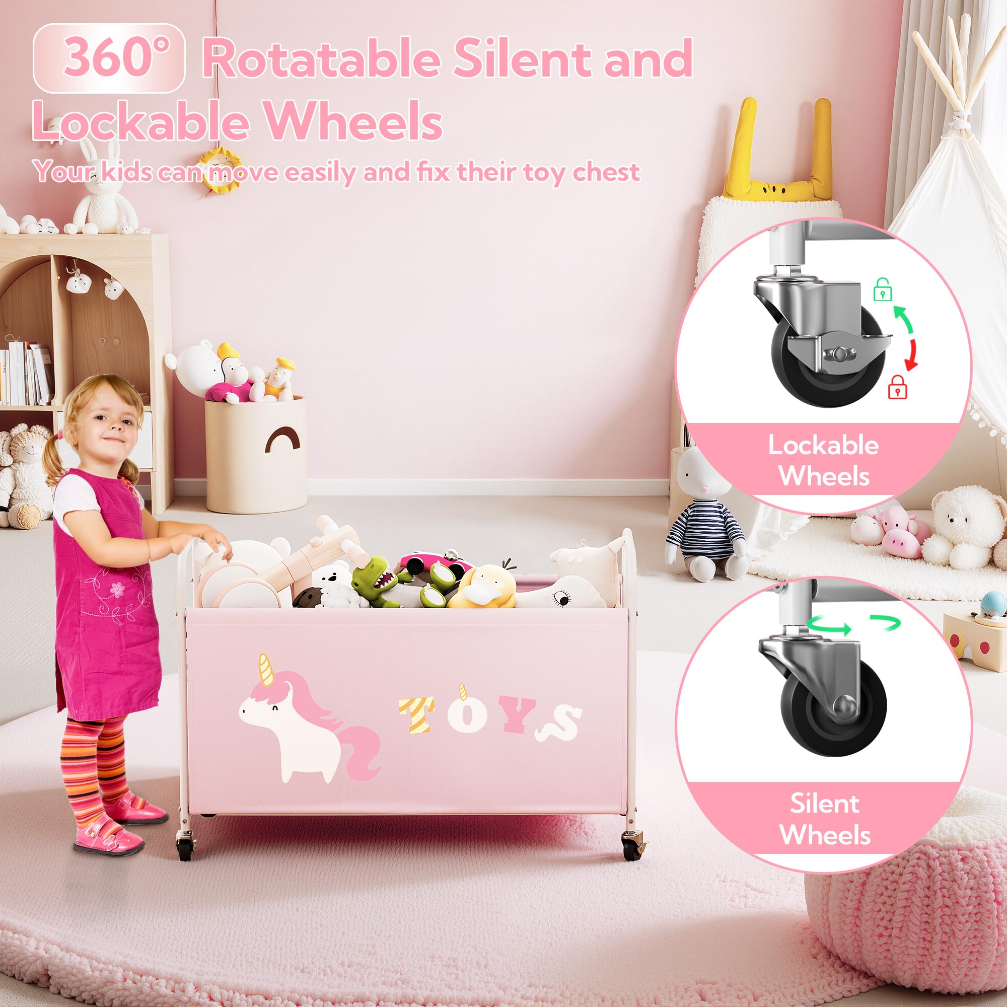 GRANNY SAYS Speelgoedorganizer, 1 Pak Stoffen Speelgoedkist met Deksel, Kinderspeelgoedkist met Deksel, opbergdoos kinderen voor kinderkamer Speelkamer en Organiseren, Toy Storage Box - Grijs