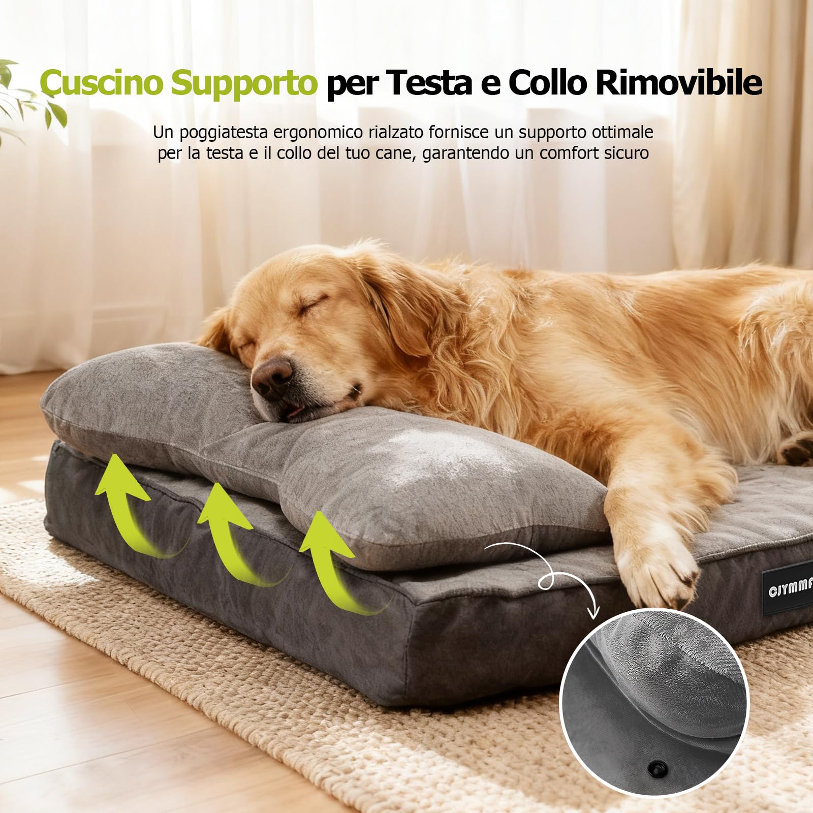 Cuccia Ortopedica per Cani con Cuscino Rimovibile, Lettino Lavabile Memory Foam a Forma Cassetta Uova, Impermeabile Letto per Supporto Testa e Articolazioni, Cuccia cane Interno con Base Antiscivolo