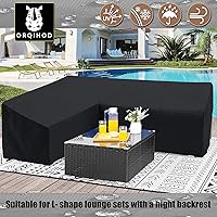 Vista 6 de Funda para muebles de patio en forma de V, impermeable, 600D, resistente, para exteriores, con bolsa de almacenamiento, 85 x 85 pulgadas, funda
