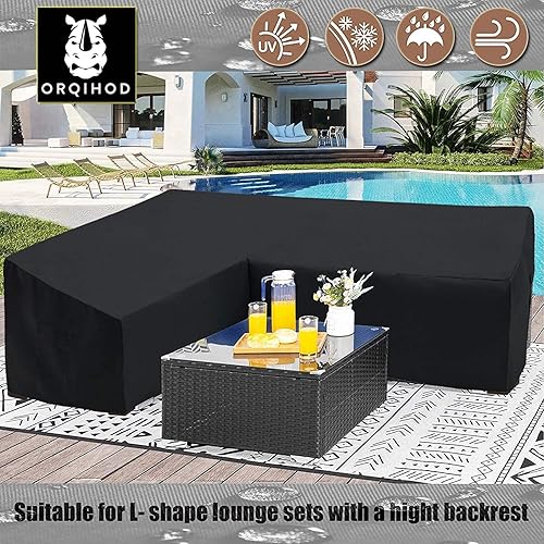 Miniatura 6 de Funda para muebles de patio en forma de V, impermeable, 600D, resistente, para exteriores, con bolsa de almacenamiento, 85 x 85 pulgadas, funda