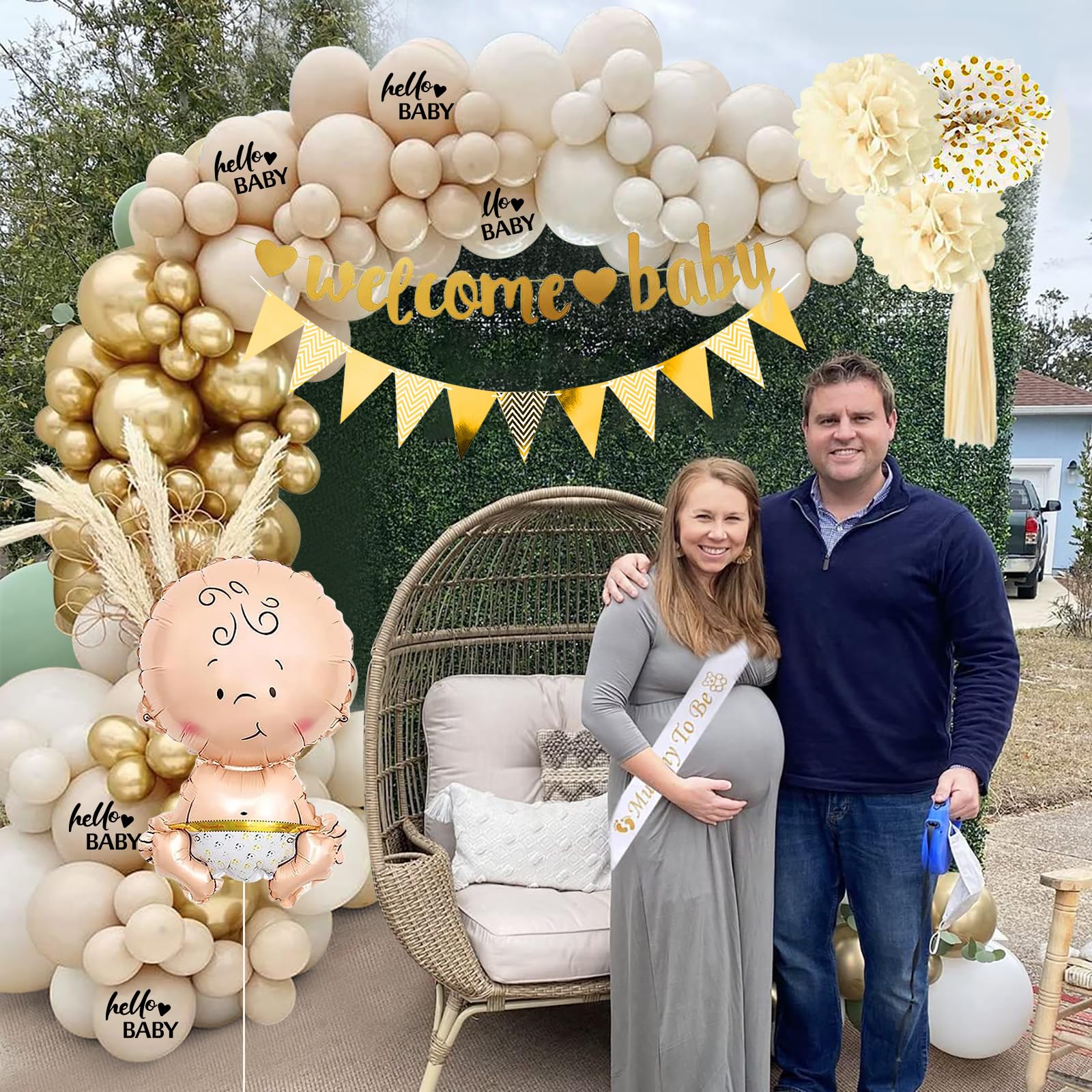 INNORU Türbanner „Welcome Baby Girl“ – Deko Für Babyparty, Geschlechtsoffenbarung Oder Fotohintergrund