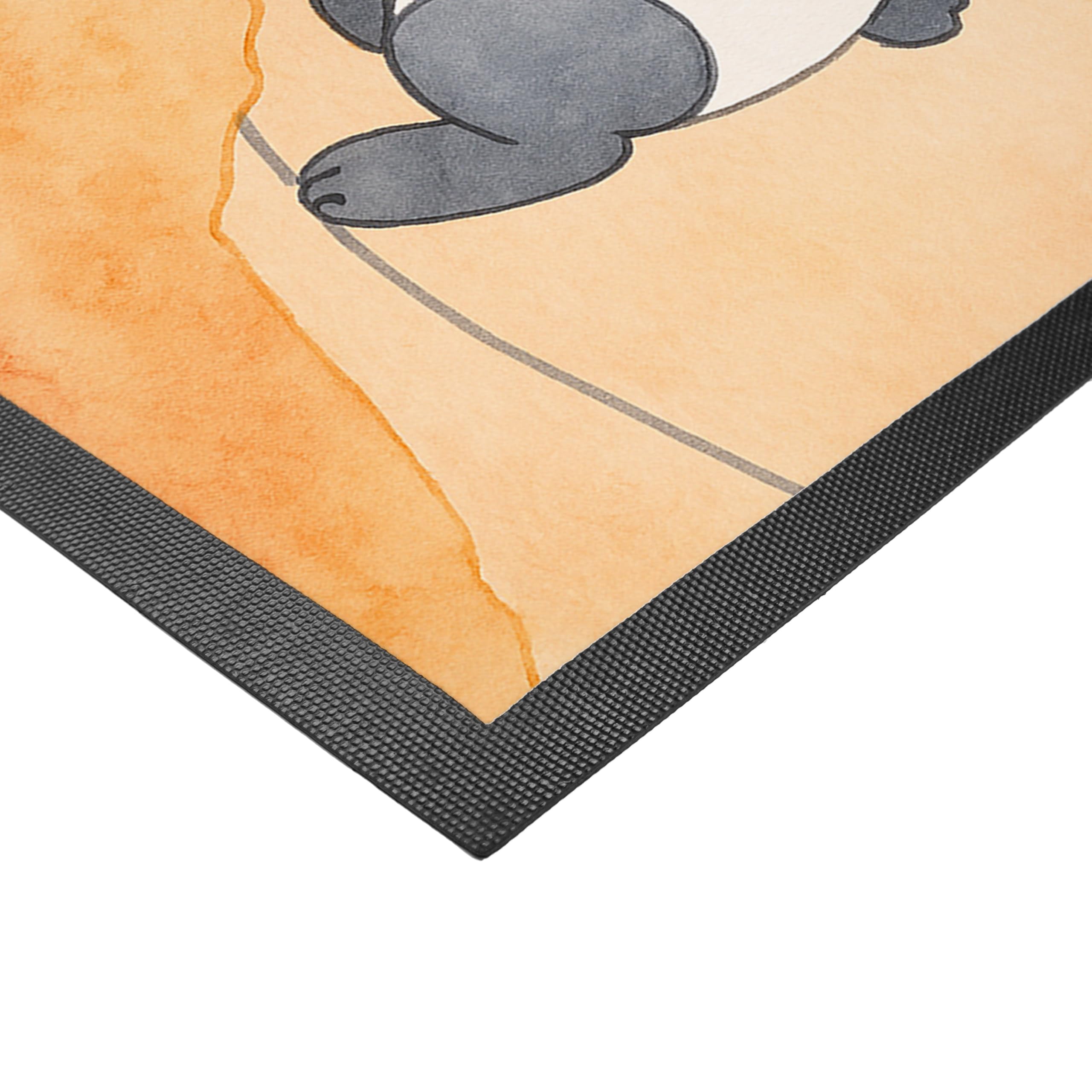 Mr. & Mrs. Panda Fußmatte Bedrucken Panda Klettern Design 80 x 120 cm - Geschenk, Personalisierte Fussmatte, personalisiert, Bouldern, Individuelle, personalisierbar, Türmatte, Klettersport