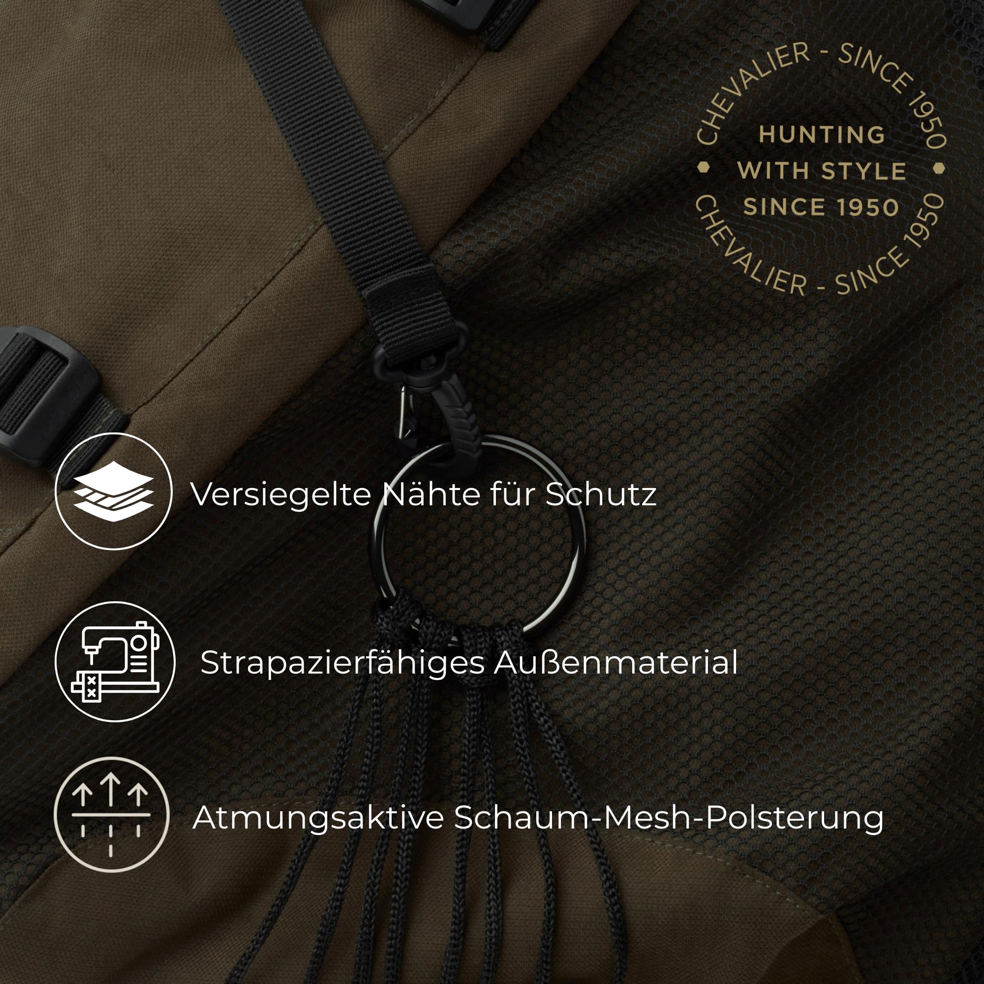 Chevalier Back Pack Wasserabweisender, ergonomischer Jagdrucksack für Rechts- & Linkshänder – Schulter frei für Schuss – Große Fächer, Thermosfach, abnehmbare Taschen & Mesh