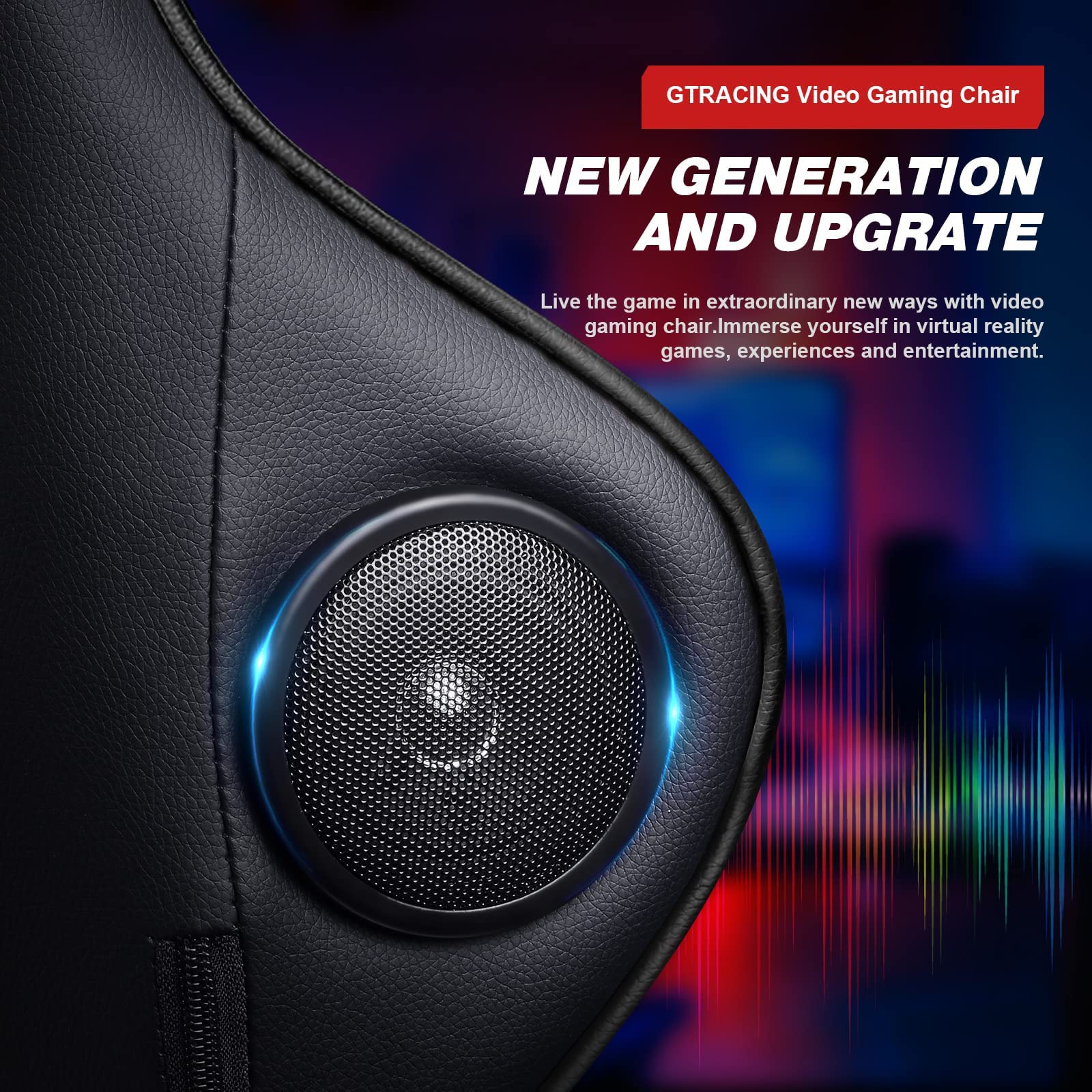 GTRACING Gaming Chair with Footrest, Bluetooth Speakers Ergonomic