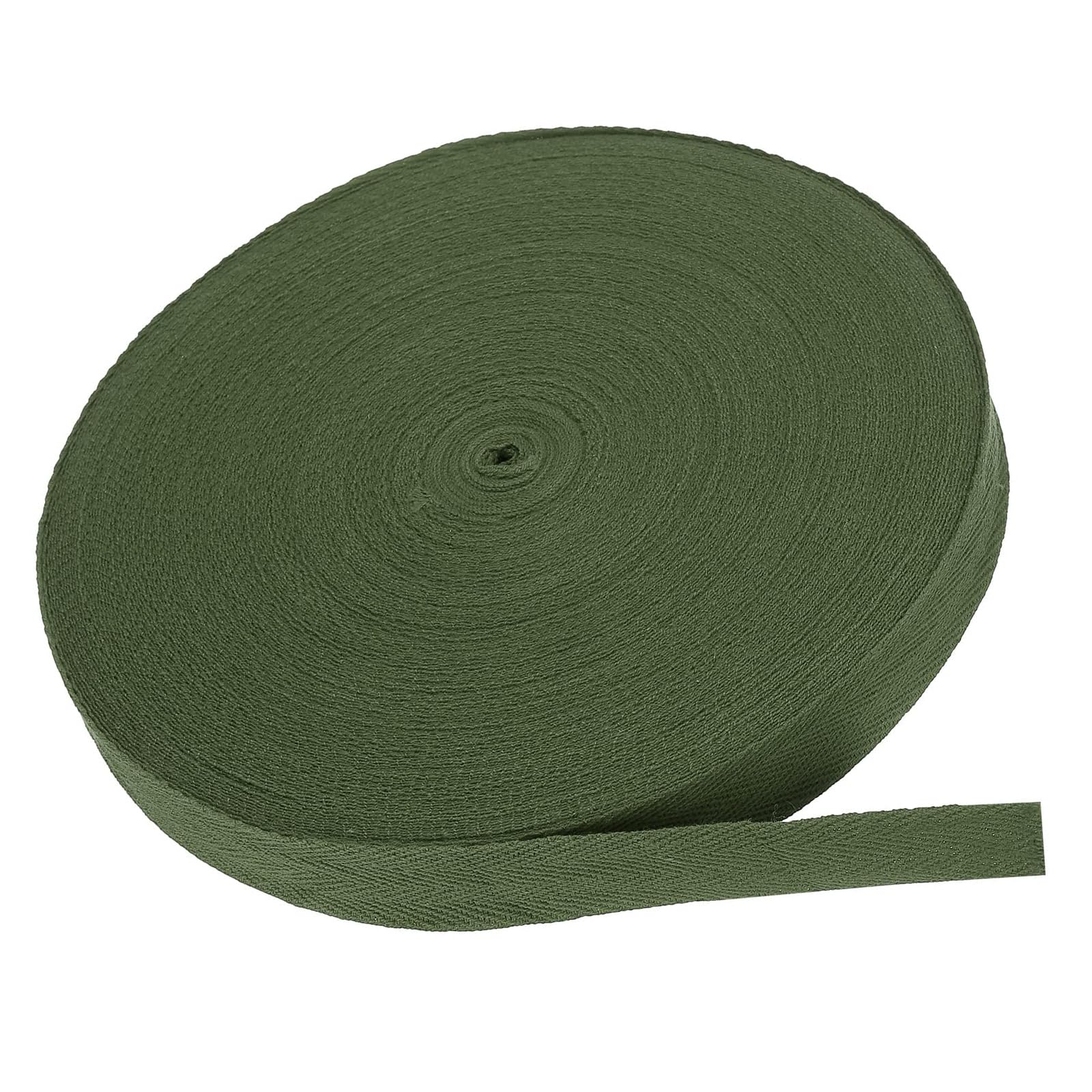 MACHSWON Cotton Twill Tape 3/4 Inch 50 Yards Cotton Ribbon Bias Binding Tape Herringbone Webbing Trim for Sewing Gift Wrapping Craft DIY Army Green