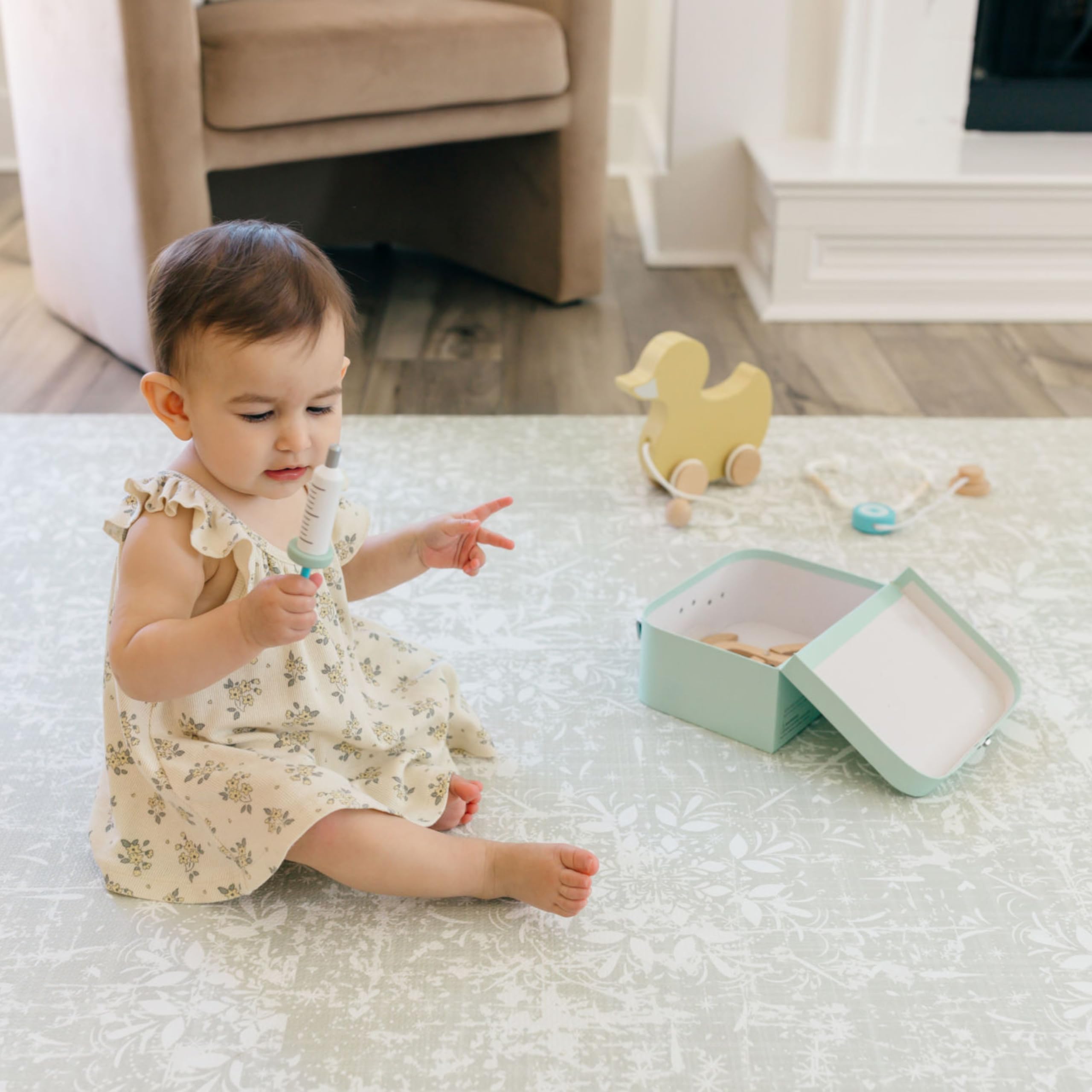 Little Landings Baby Play Mats for Floor - Eden (6x6ft) - Premium EVA Foam Play Mat for Babies & Toddlers - Perfect for Tummy Time, Crawling, Playroom - Stylish & Comfortable Kids Play Mat