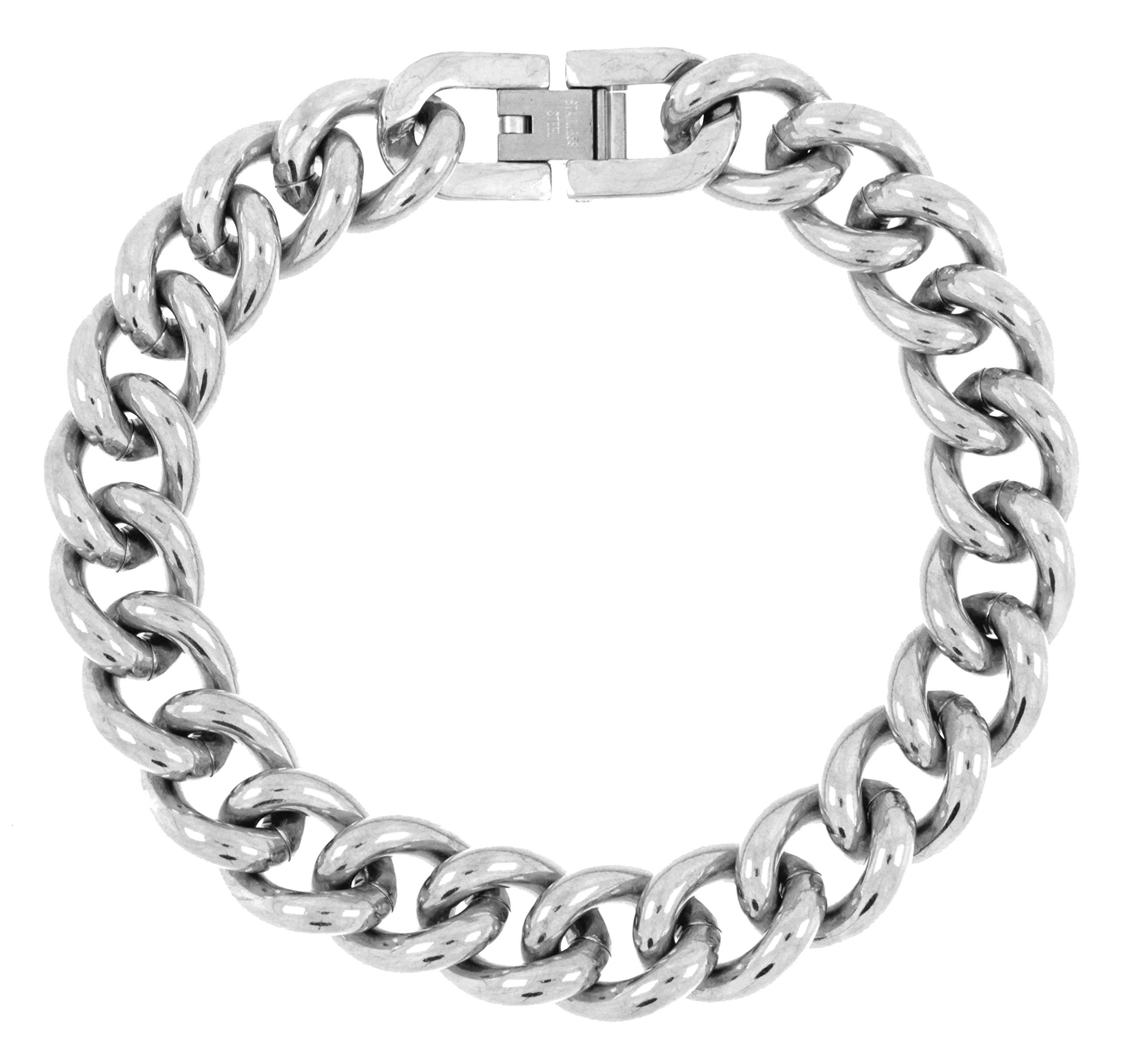 Zivom Curb Rhodium Plated Glossy Stainless Steel Bracelet For Men (B01M6DRY09) Amazon Price History, Amazon Price Tracker