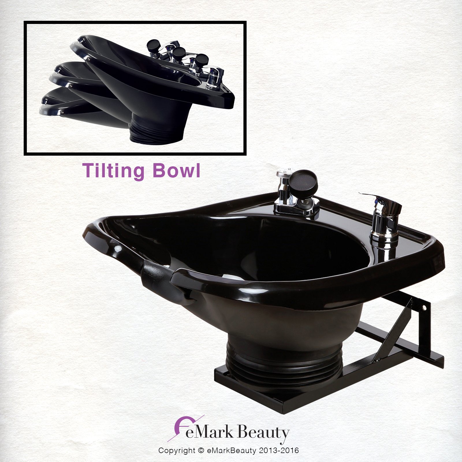 Fully Adjustable Wall Mounted Tilting Shampoo Bowl Black Salon