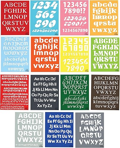 Miniatura 6 de Juego de plantillas de dibujo de plástico para niños, alfabeto y números, letras bonitas para anuario (8 x 10 pulgadas), paquete de 15 (alfabeto ABC