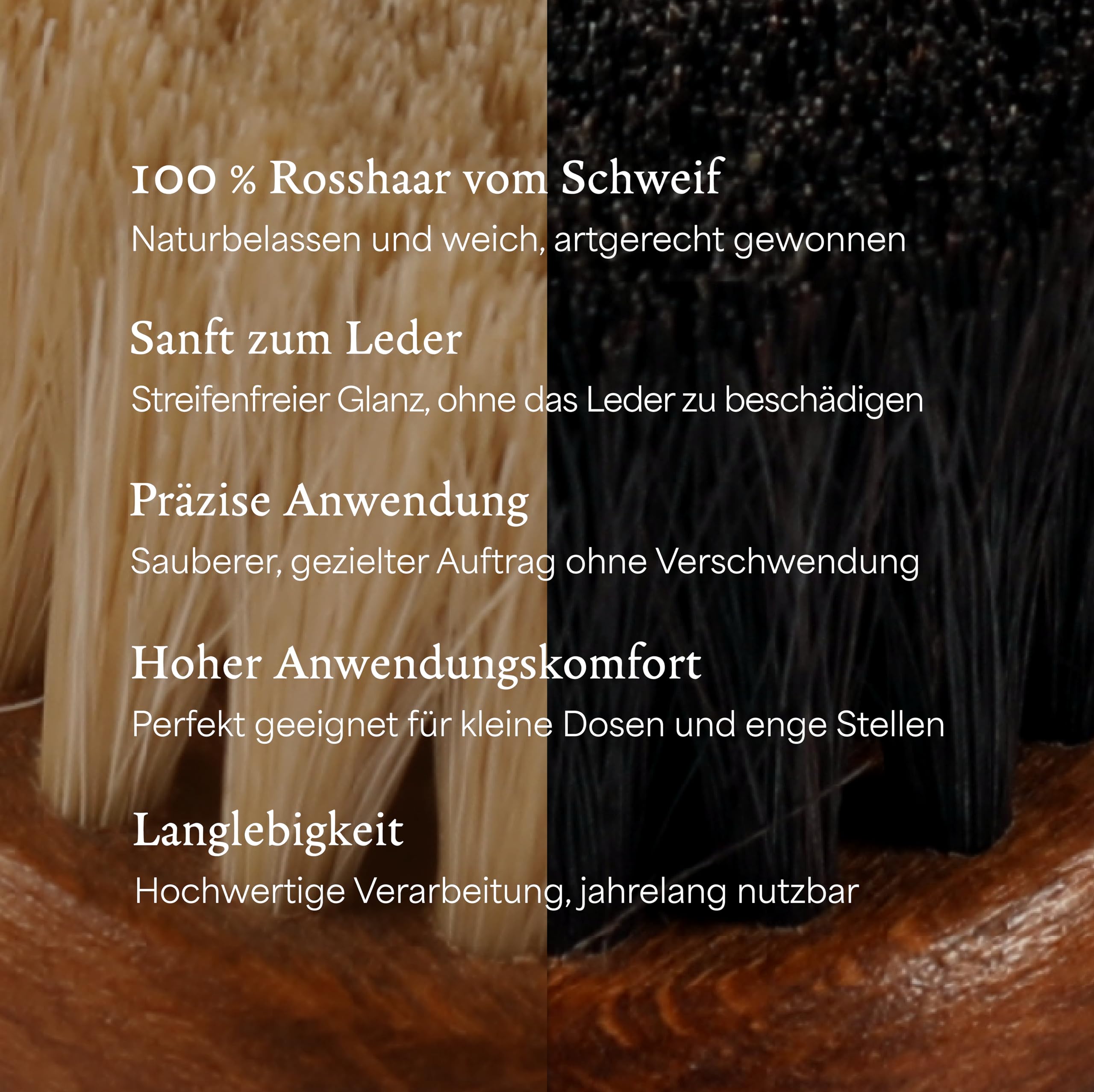 Langer & Messmer Cremebürste aus feinem Rosshaar zum Auftragen von Schuhcreme und Schuhwachs - Die Auftragsbürste für die professionelle Schuhpflege - Einzeln oder im 2er Set