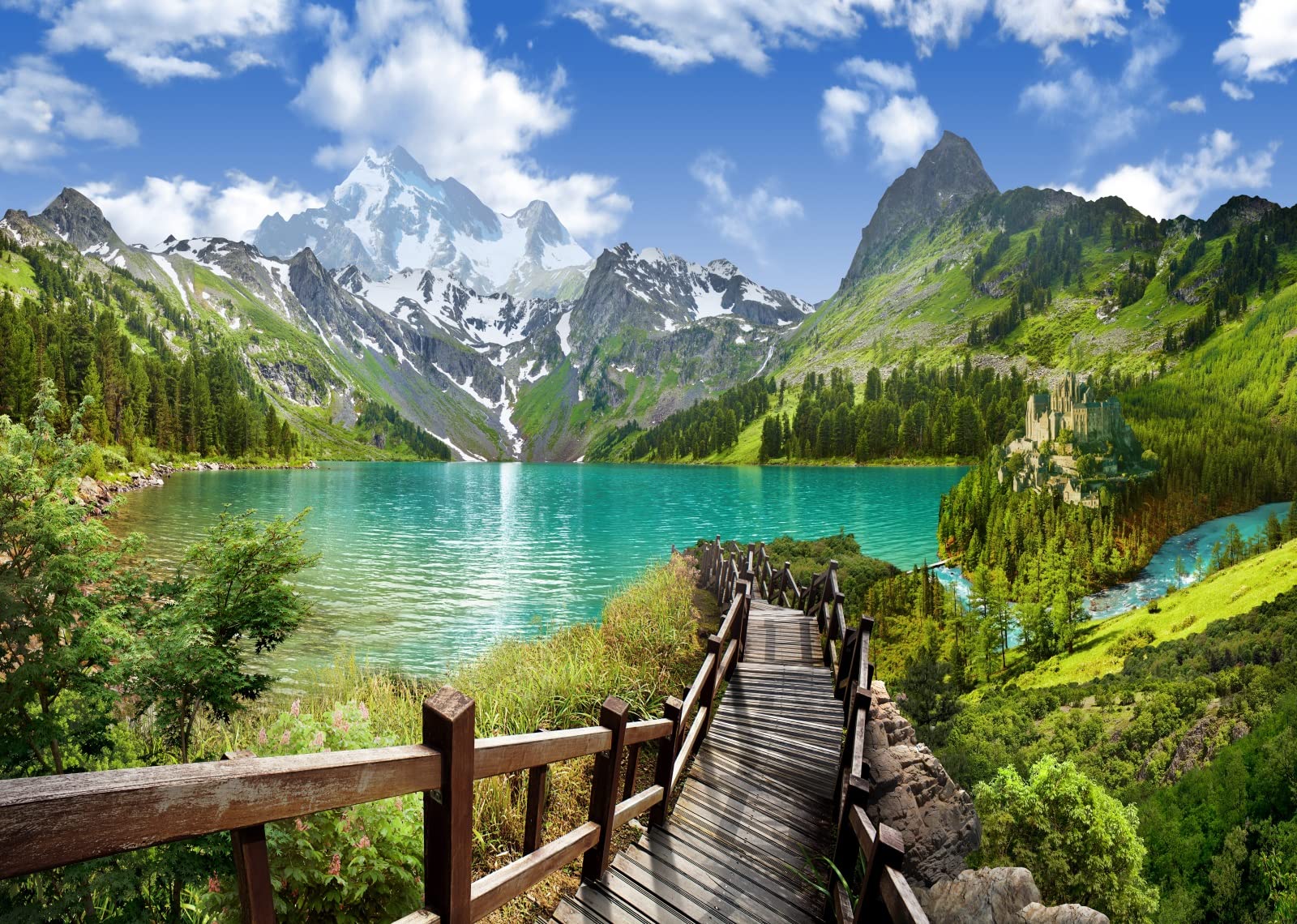 BELECO 3.6x3m Sfondo Tessuto Lago-Montagna
