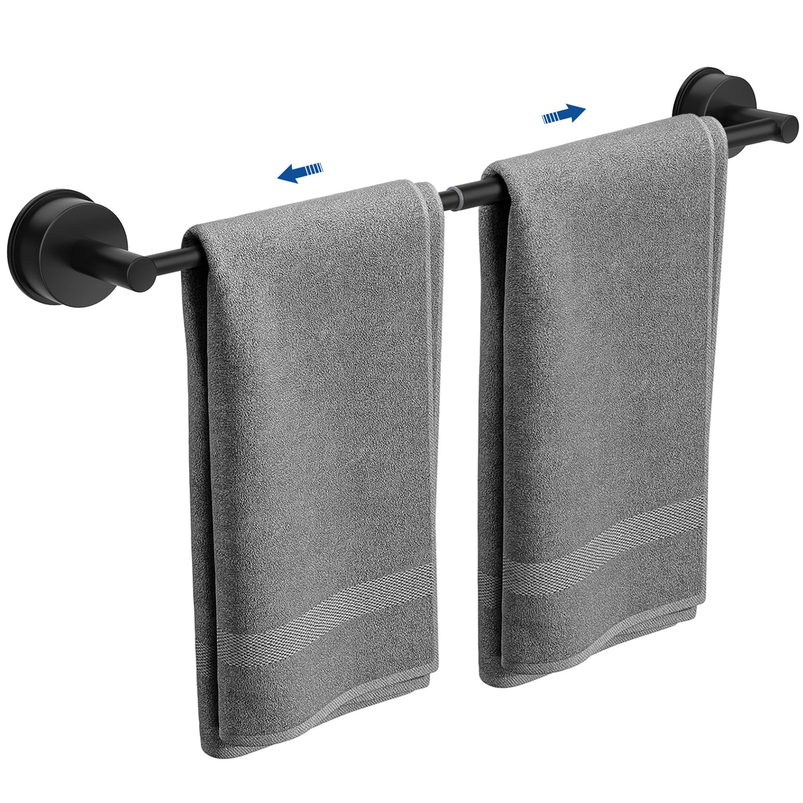 Suction Cup Towel Bar, 14.6-24 Inch No Drill Suction Towel Bar Black — image 1