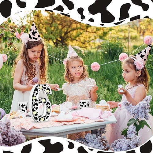 Miniatura 6 de VIHOSE Números LED con estampado de vaca, decoración de cumpleaños, decoración de marquesina de granja, letrero de números iluminados para fiestas,