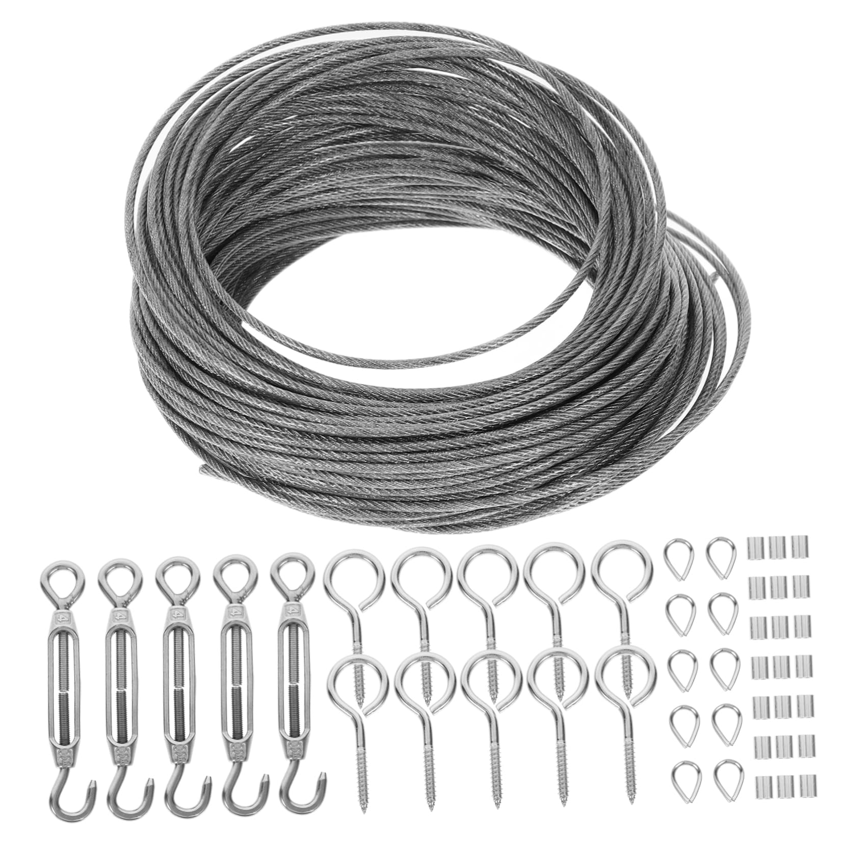 SOLUSTRE 1Set Stainless Steel Outdoor String Light Suspension Kit Accessories Turnbuckle Wire Tensioner Kit for Heavy Duty Wire Rope and Trellis Applications
