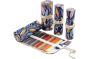 Maydahui Canvas Colored Pencil Case Roll Up