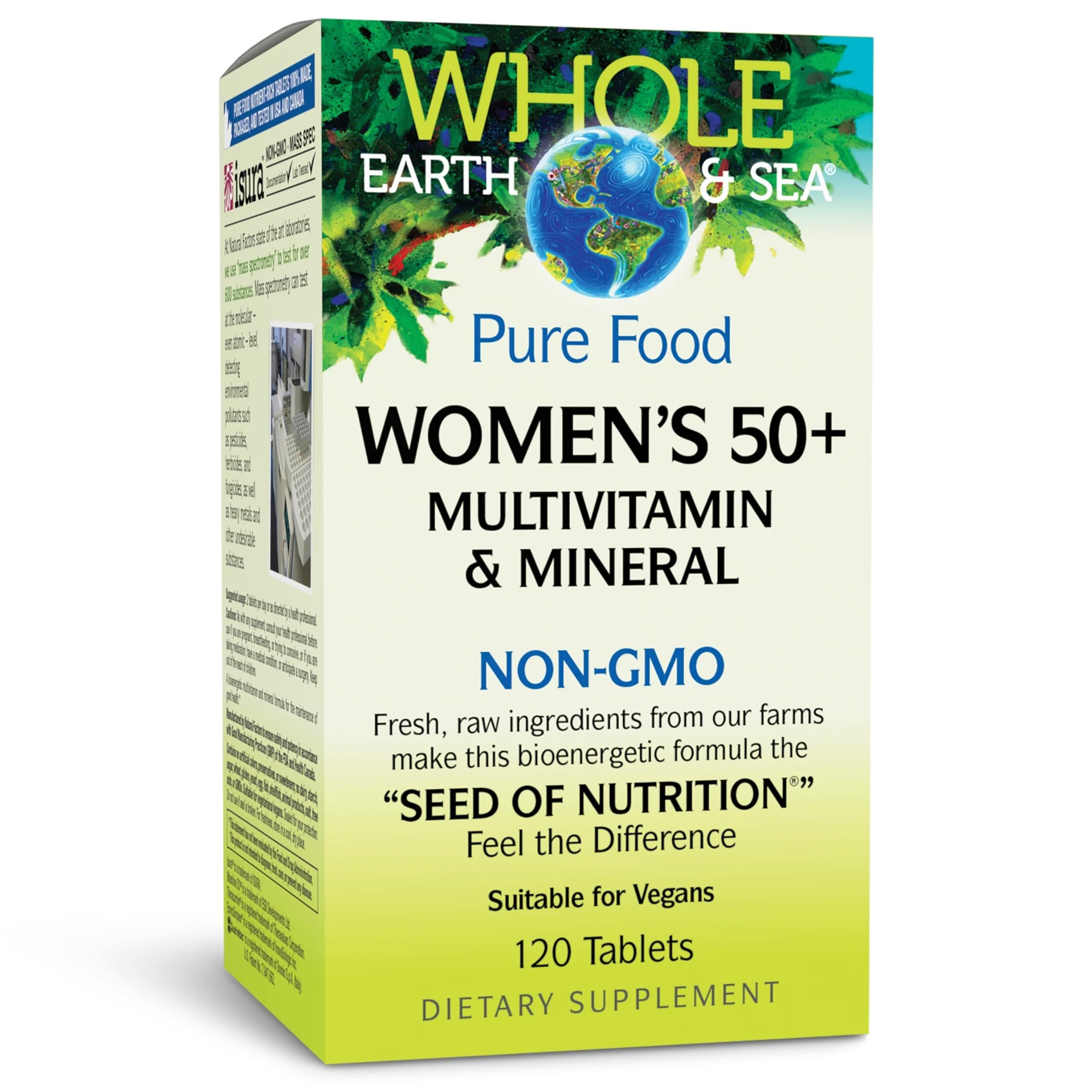 Natural Factors Whole Earth & Sea Women's 50+ Multivitamin & Mineral - Daily Multivitamin with Calcium, Selenium & More - Supports Bone & Brain Health