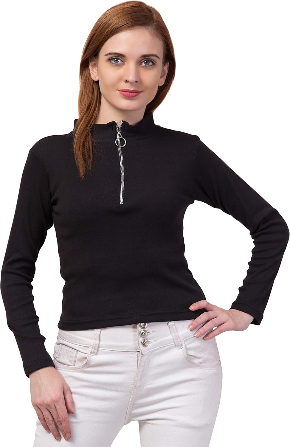 NALAX DESIGNS Women’s Designer Western Full Sleeve Zipper Regular Fit Top| Cotton Lycra | (ND-05_P) NALAX DESIGNS Women’s Designer Western Full Sleeve Zipper Regular Fit Top| Cotton Lycra | (ND-05_P)