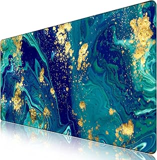 iCasso Large Gaming Mouse Mat,900 x 400mm Extended Large Size Mousepad,XXL Mouse Pad Non-slip Rubber Base and Waterproof Surface Mouse Desk Pad Keyboard Pad for Laser/Optical Mice-Blue Marble