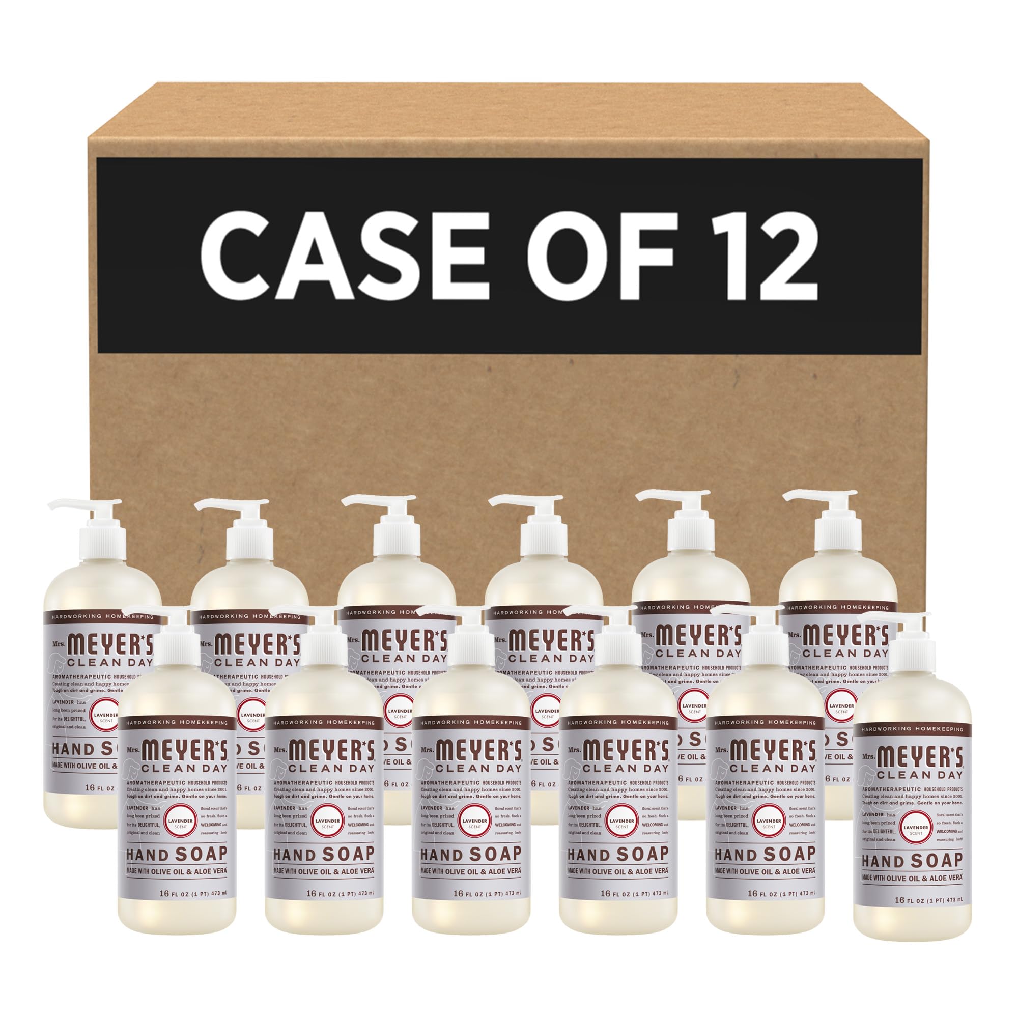 SC Johnson Professional Mrs. MEYER'S CLEAN DAY Lavender Hand Soap 16 Fl Oz Pump Bottle, Case Pack of 12 for Small Business Use