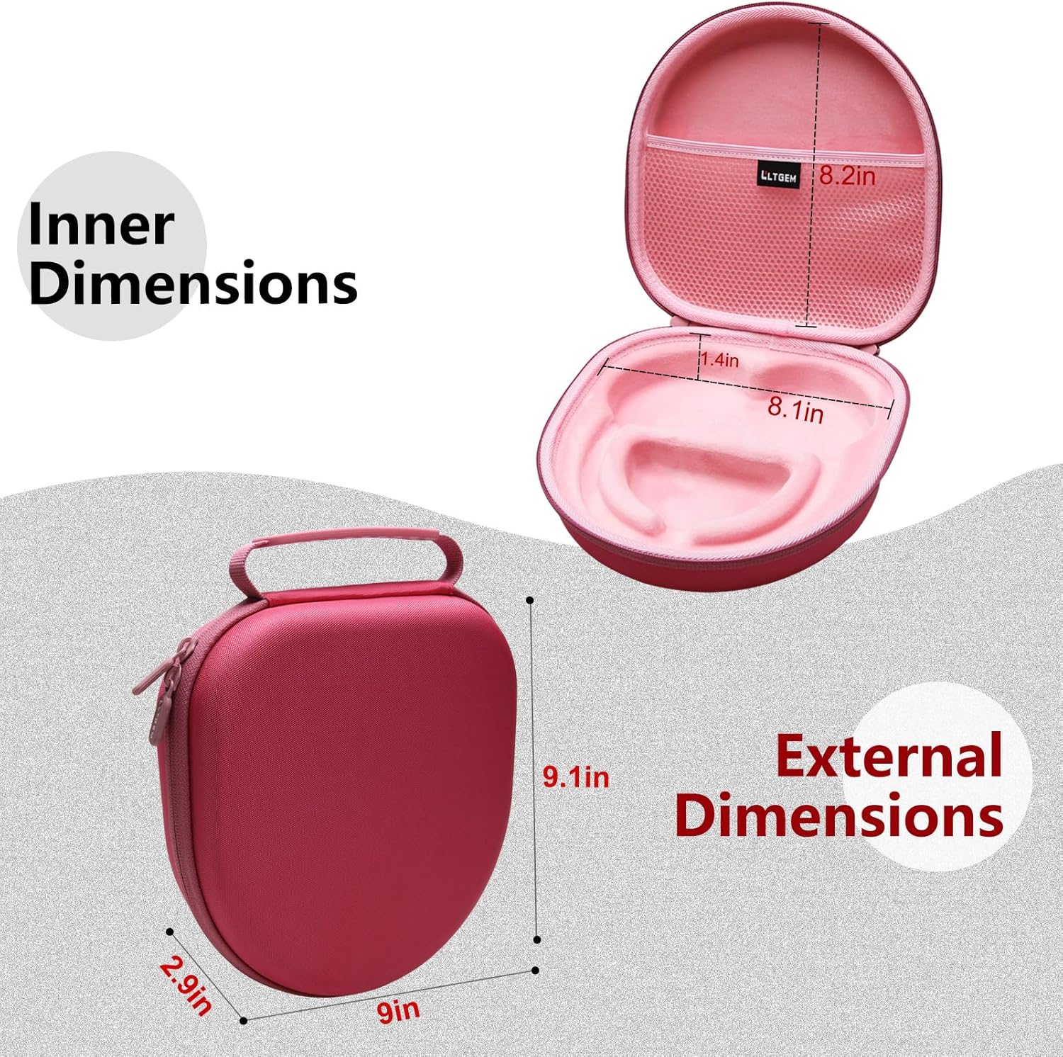 LTGEM Case Compatible with Anker Soundcore Life Q20 / Q20i / Q30 Hybrid Active Noise Cancelling Headphones, Pink - Image 2