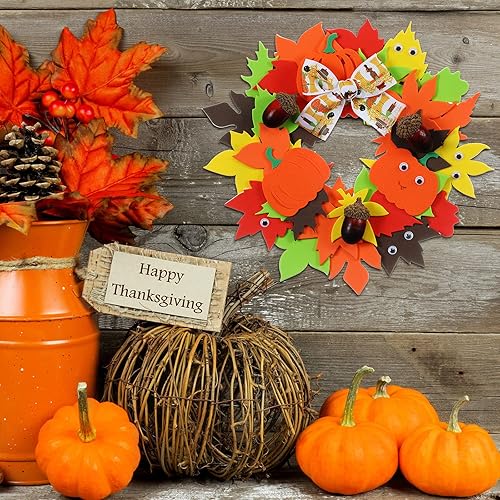 Miniatura 4 de Kit de manualidades 3D de calabaza de Acción de Gracias de Halloween, hojas de otoño, hojas de arce de otoño, ojos ondulados, calcomanías de