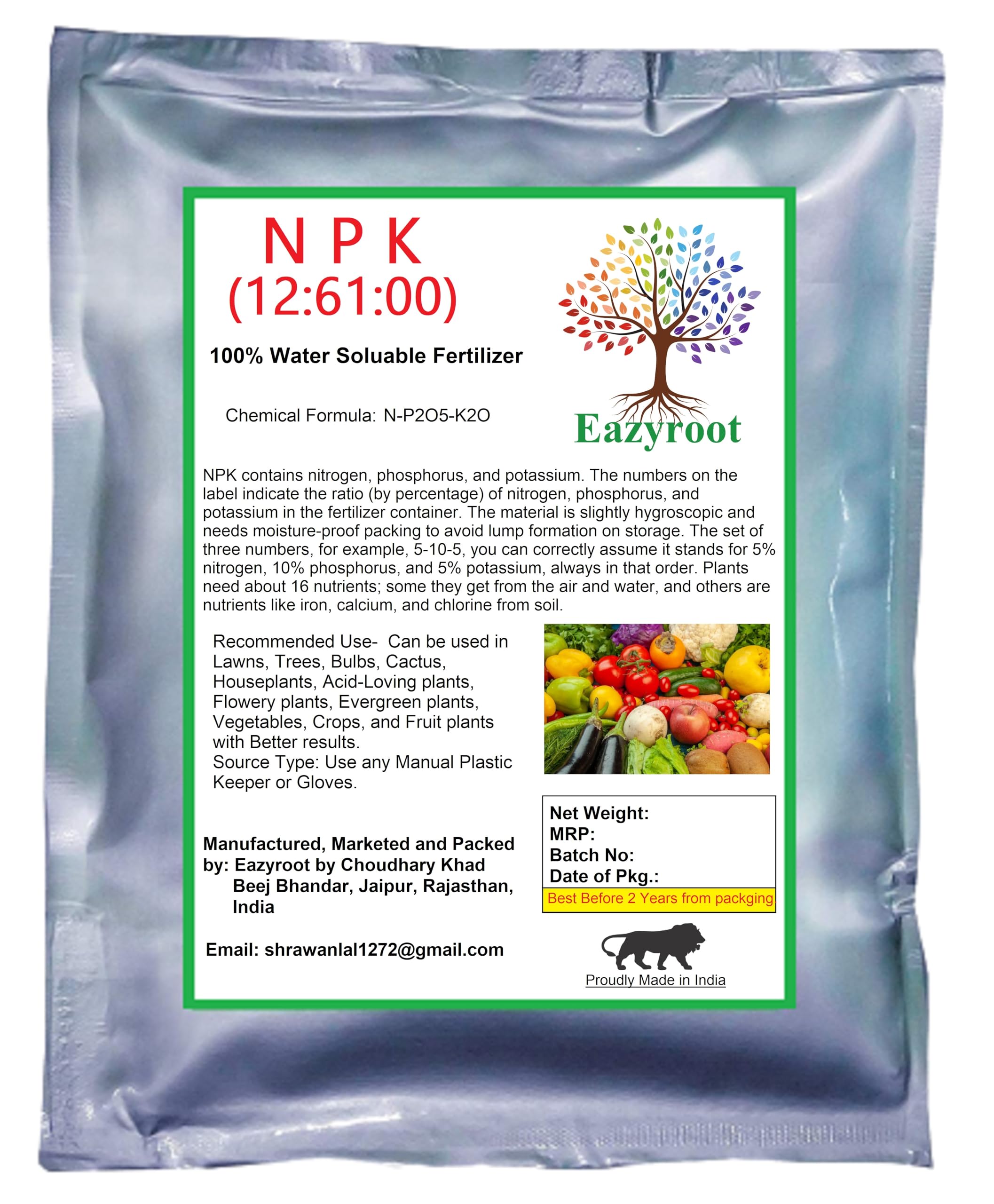 Eazyroot NPK 12:61:00 Plant Booster & Enhancer, Plant Food for Maximum Production, Ideal for Home, Garden and outdoor Plant Growth Care (250 gm) (B0CK5K5NNY) Amazon Price History, Amazon Price Tracker