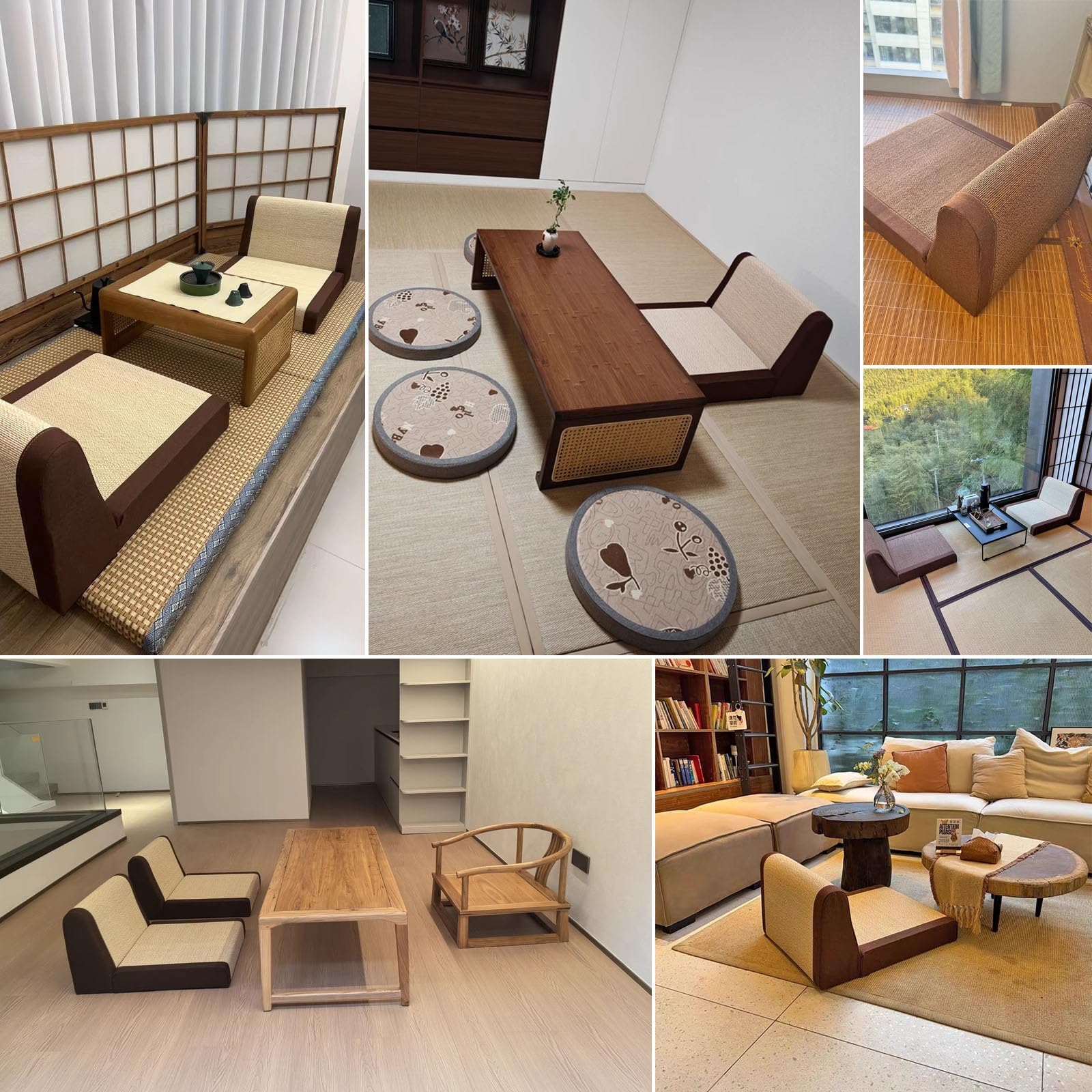 Silla de suelo plegable con soporte de respaldo, cojín de meditación Zen para sala de estar, balcón y ventana de bahía, solución de asiento cómoda y portátil