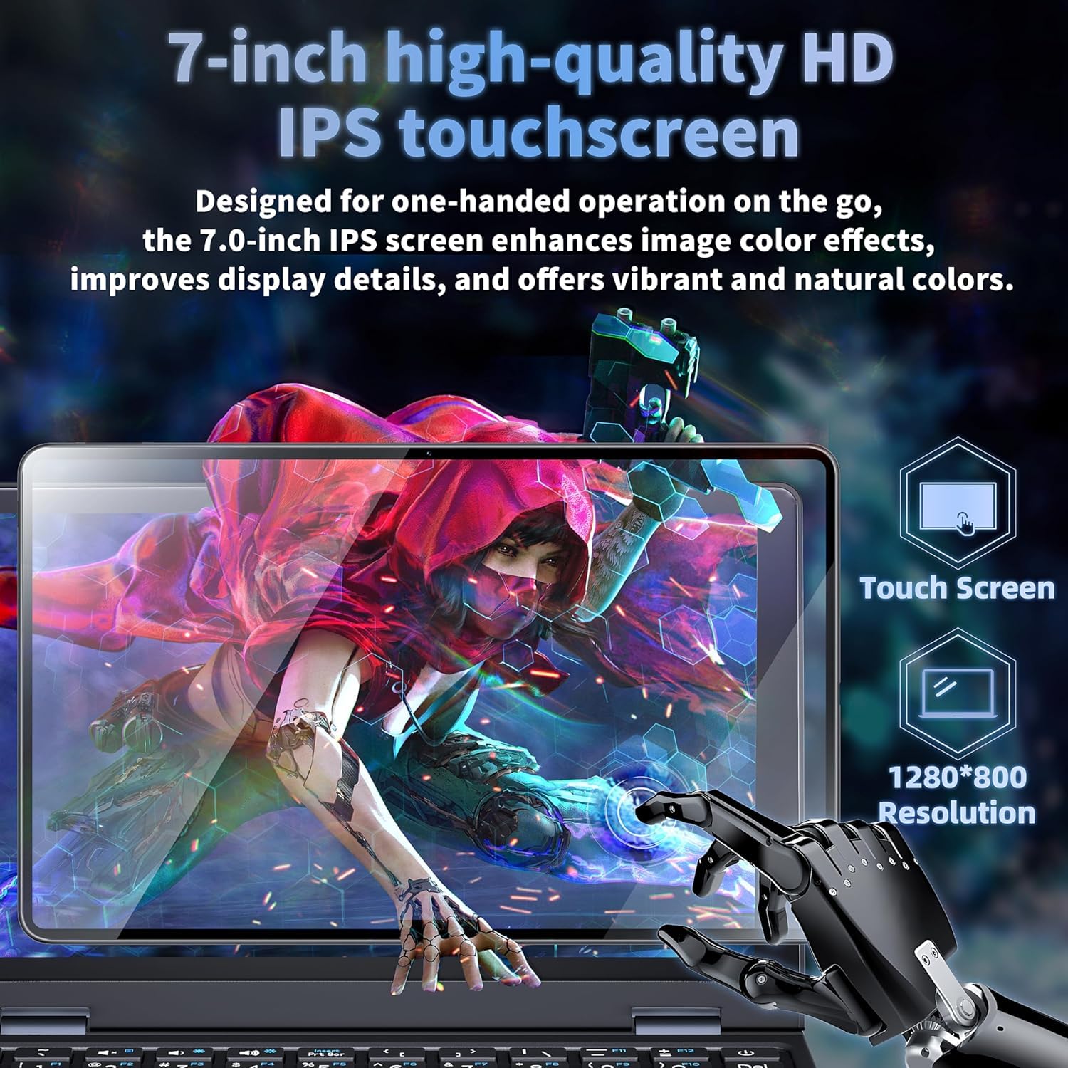 7,0-Zoll Touchscreen Laptop, 8GB RAM DDR4, 512GBSSD, Alder Lake-N95 | Webcam,Ganzmetall,SD-Kartenslot,Mini HDIM,USB 3.0,QWERTZ-Tastatur,Tragbar Mini Notebook für Arbeit, Studium, Unterhaltung