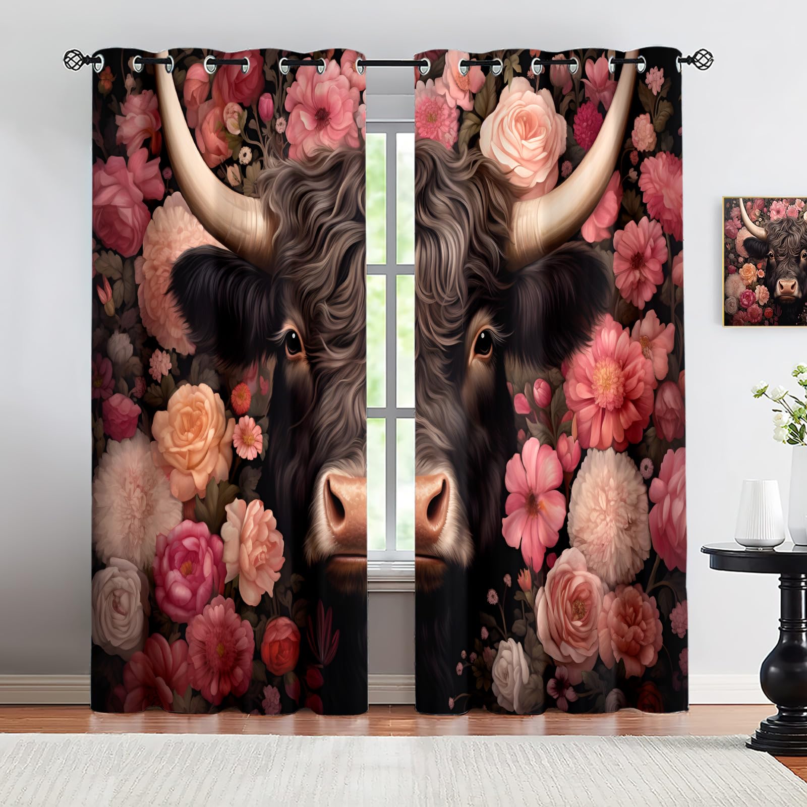 Rideaux occultants rustiques 168x180 cm lot de 2 pour salon et chambre