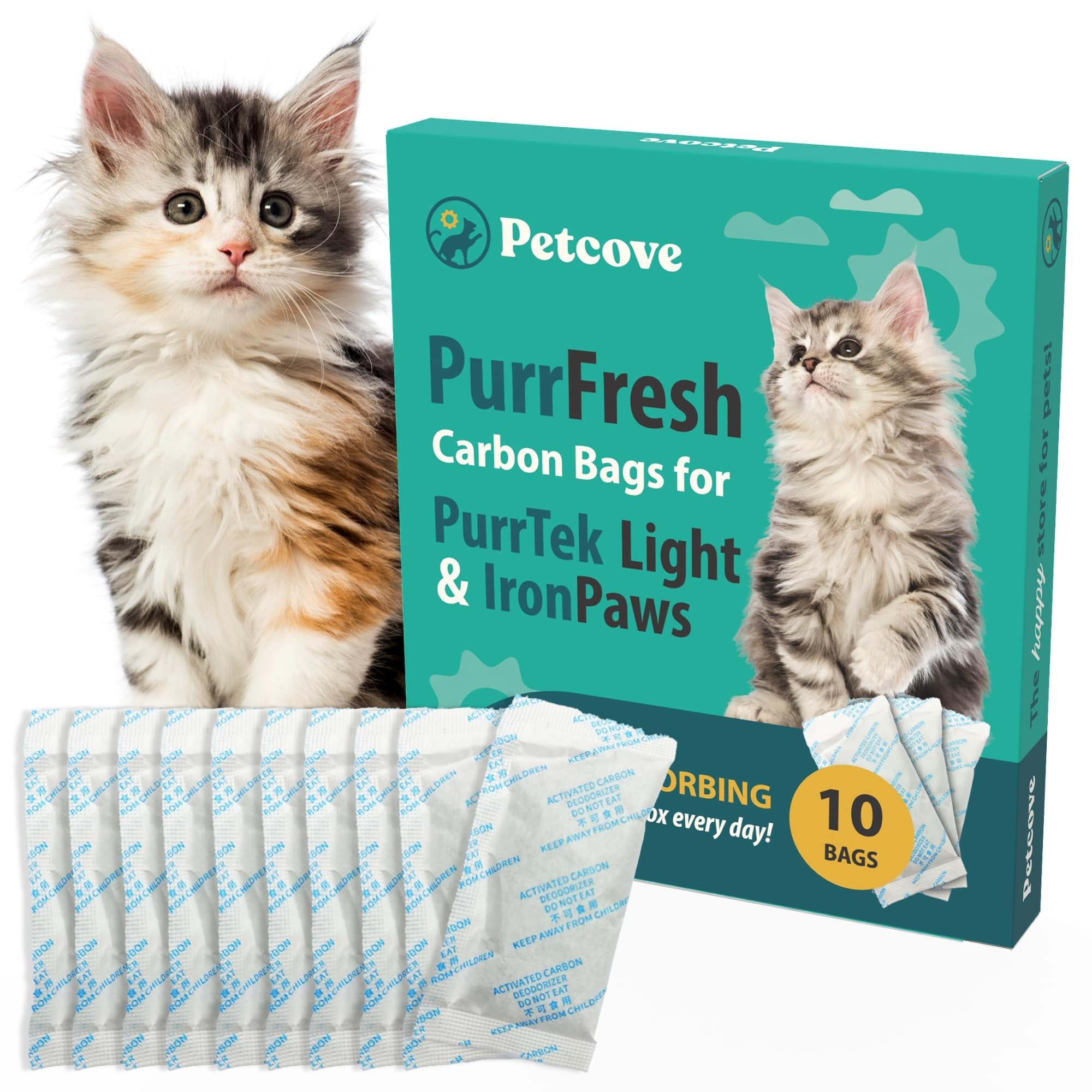 PetCove PurrTek Light & IronPaws Cat Litter Box Filters Replacements | Activated Charcoal Odor Absorber & Deodorizer Pods | Litter Box Filter Scent Eliminator | Precision Fit Filters for Hooded Boxes