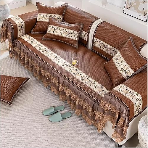 Fundas de sofá refrescante de ratán de verano para 234 plazas, funda de sofá modular de bambú transpirable, funda de cojín reclinable para sofá,