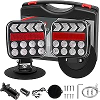 Kaunzaun Wireless Magnetic LED Trailer Lights - Portable Adjustable Towing Kit with Brake, Turn Signals, Reverse for Trucks Boats RVs