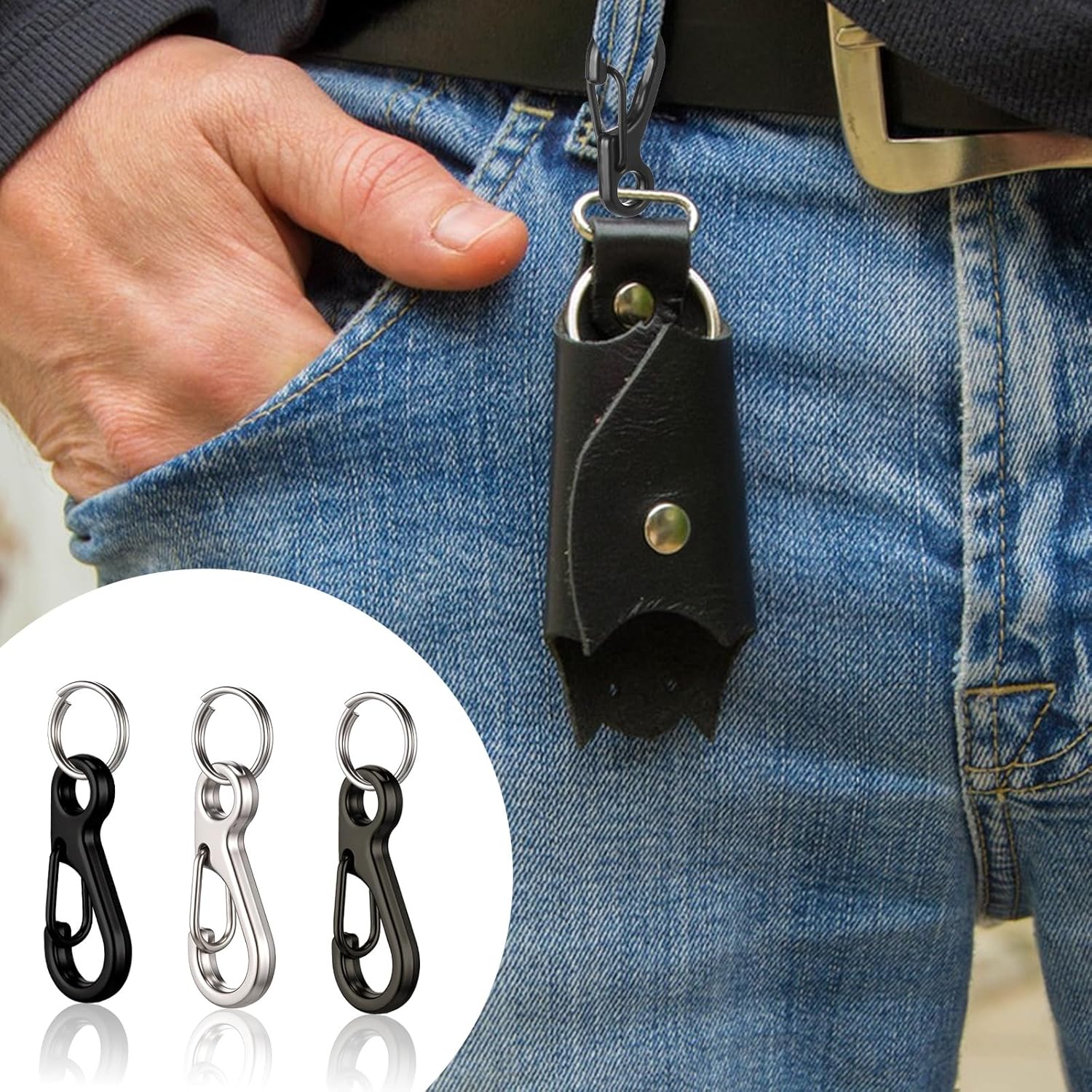 24 Sets Mini Carabiner Clip, Small Carabiner Clip Metal Spring Snap Hooks with 24PCS Double Loops, 1 Inch Mini Paracord Hanging Clips for Camera Strap, Flashlight, Key Chain, 3 Colors - Image 5