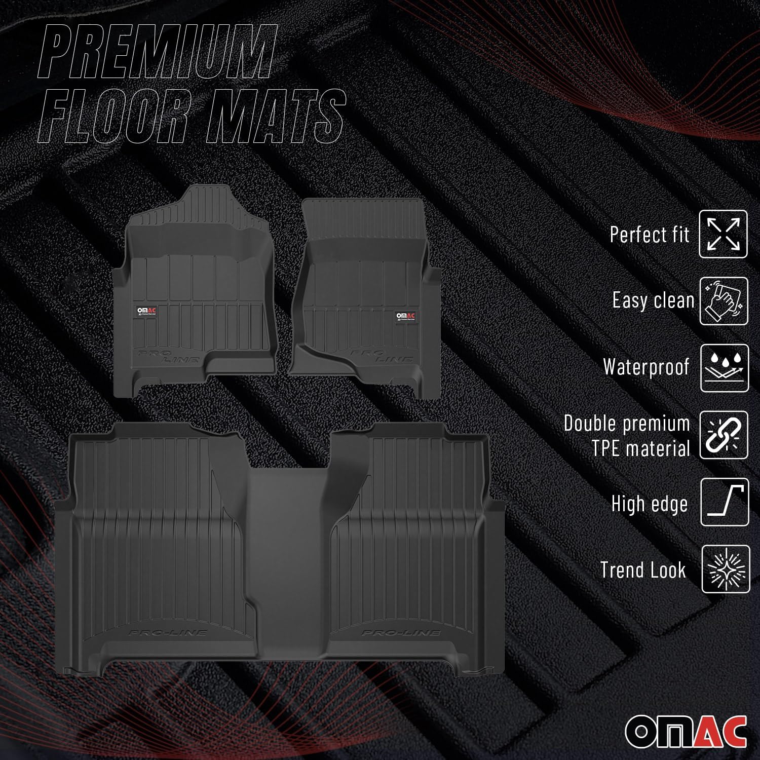 OMAC Premium Floor Mats for Chevrolet Silverado 1500/2500/3500 HD Crew Cab 14-19