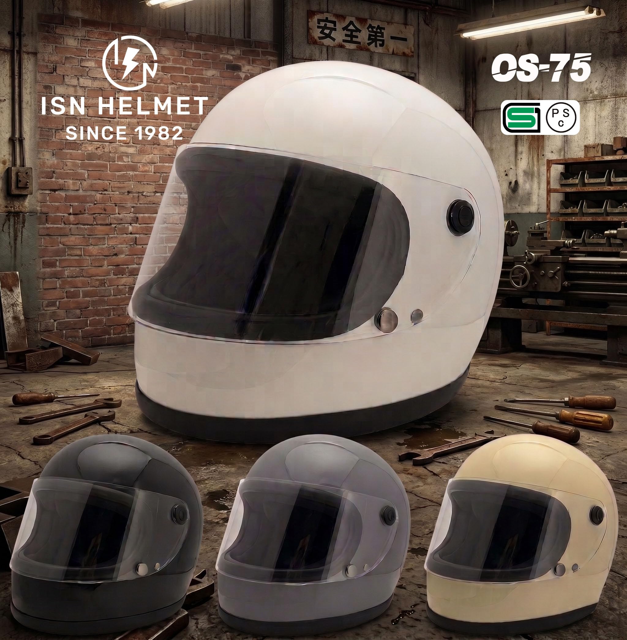 Amazon.co.jp: ISHINO SHOKAI OS-75 Motorcycle Helmet, Full Face