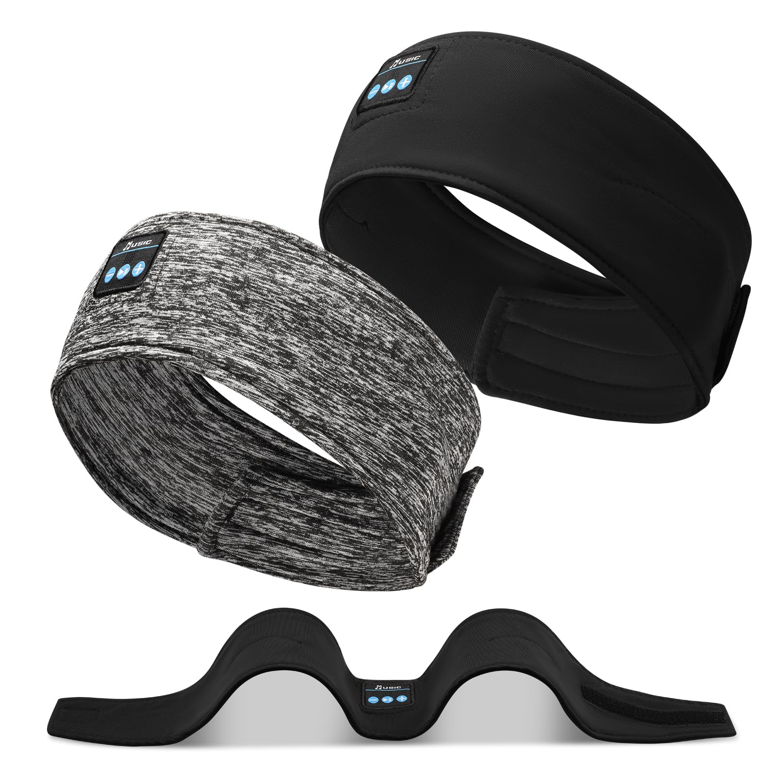 ZRUHIG 2-Pack Adjustable Headband Headphones, Sleeping Headphones, Bluetooth Headband with Thin Speakers Mic for Men Women, Yoga, Running, Workout,