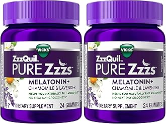 Pure Zzzs, Melatonin Sleep Aid Gummies with Lavender, Valerian Root and Chamomile, Natural Wildberry Vanilla Flavor, Non-Habit Forming, Drug-Free, 24 Gummies (Pack of 2)