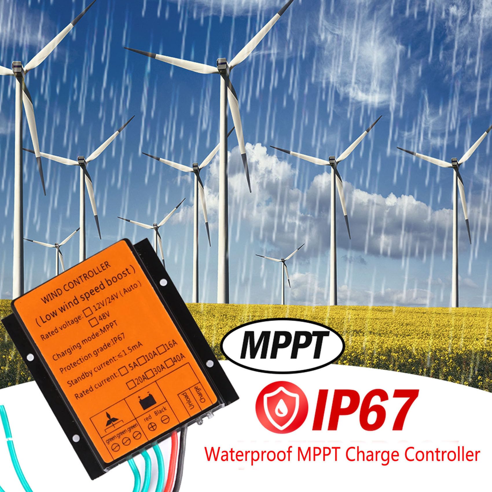 Regulator ładowania MPPT 9000W 12V/24V Automatyczny 48V do generatora turbiny wiatrowej, wodoodporny prostownik (48V)