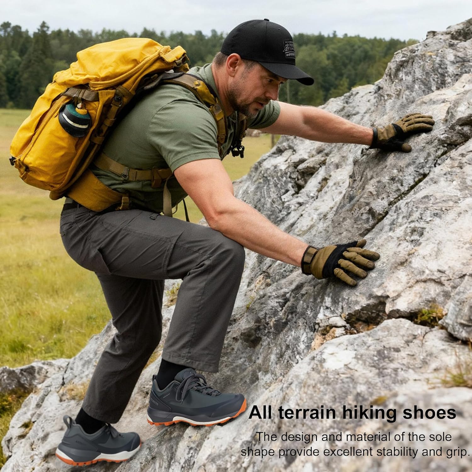 HUMTTO Men's All-Terrain Waterproof Hiking Shoes Lightweight Breathable Anti Slip Outdoor Trekking Trails Shoes - Image 2