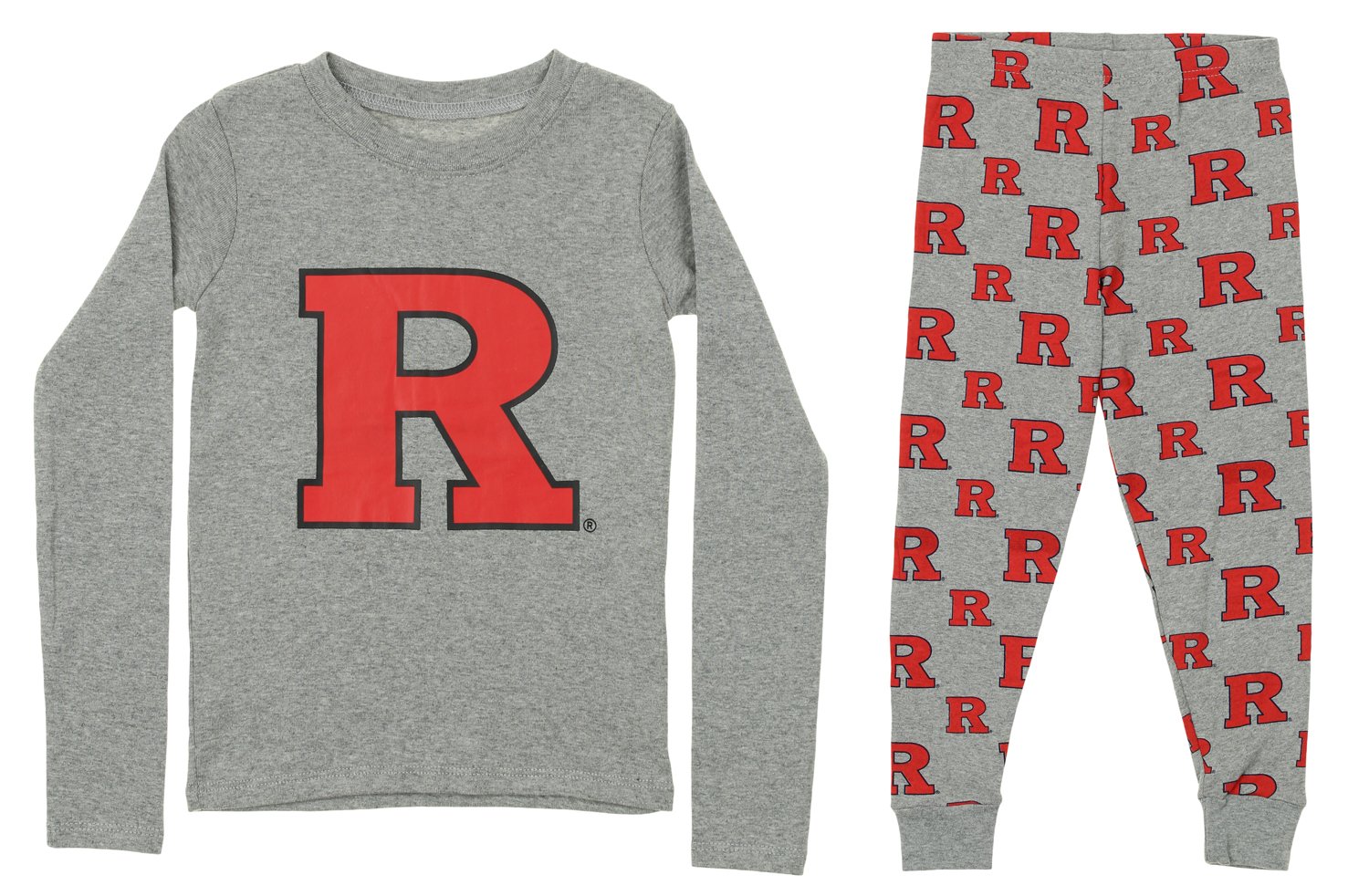 NCAA Little and Big Boy's Long Sleeve Tee and Pant Sleep Set, Rutgers Scarlet Knights Small (4)