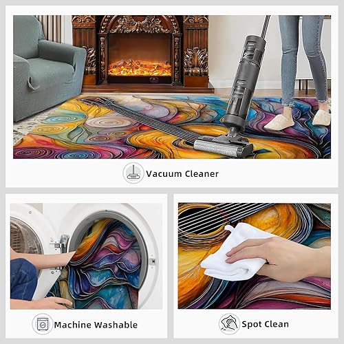 Miniatura 35 de Alfombra de instrumentos musicales – Alfombras de 4 x 5 pies para sala de estar, alfombra de área musical, alfombra de área musical, alfombra