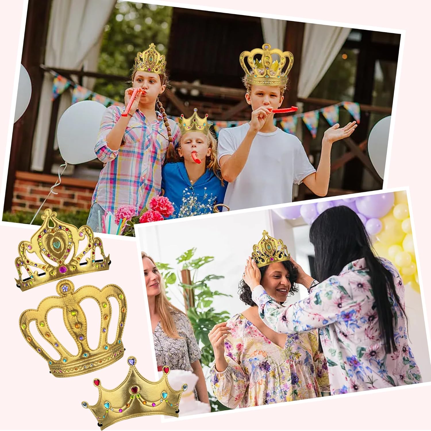 30 PCS Foam Crowns with Diamond Stickers DIY Your Own Princess Crowns Bulk for Birthday Baby Shower Wedding Party Supplies
