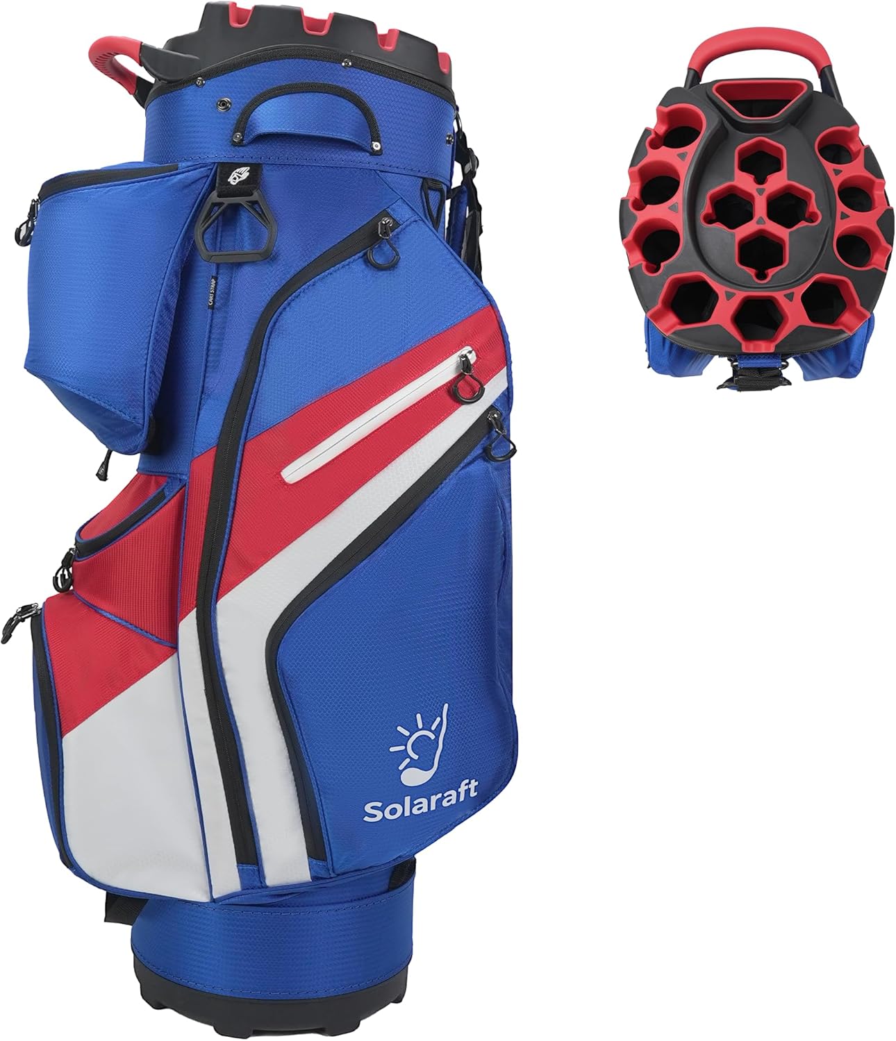 14-Way Golf Cart Bag with Full Length Divider, Waterproof T-Lock Silent Molded Top, Insulated Cooler Pocket & Umbrella Holder for Men Women