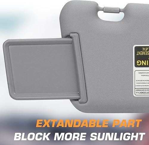 Miniatura 6 de TadaMark Visera solar derecha del lado del pasajero para Toyota Highlander 2008 2009 2010 2011 2012 2013 gris con luz de repuesto # 74320-0E050-B0
