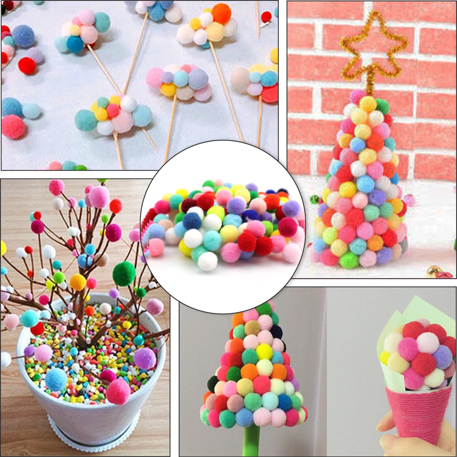 Pompon Soffici Da 5cm - Confezione Da 98 Pezzi Multicolore Per Lavoretti Creativi - Foto 7